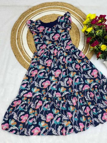 NEW ARRIVAL SOFT COTTON PRINTED ONE PIECE NAVY BLUE