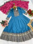 1NEW ARRIVAL VICHITRA SILK JACQUARD ZARI WEAVING WORK ANARKALI GOEN WITH DUPATTA FESTIVE WEAR WHOLESALE PRICE ETHNIC GARMENT (11)