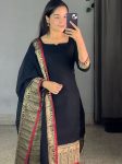 NEW ARRIVAL VICHITRA SILK JACQUARD ZARI WEAVING WORK TOP WITH DUPATTA BLACK