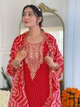 1NEW ARRIVAL VICHITRA SILK SEQUENCE CODING EMBROIDERY WORK TOP BOTTOM WITH DUPATTA FESTIVE WEAR WHOLESALE PRICE ETHNIC GARMENT (9)