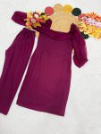 1RICH LOOK GEORGETTE PLAIN WITH BALOON SLEEVES TOP BOTTOM SET PARTY WEAR WHOLESALE PRICE ETHNIC GARMENT (2)