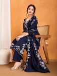 1RICH LOOK VICHITRA SILK SEQUENCE EMBROIDERY WORK TOP BOTTOM WITH DUPATTA FESTIVE WEAR WHOLESALE PRICE ETHNIC GARMENT (3)