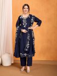 1RICH LOOK VICHITRA SILK SEQUENCE EMBROIDERY WORK TOP BOTTOM WITH DUPATTA FESTIVE WEAR WHOLESALE PRICE ETHNIC GARMENT (3)