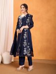 1RICH LOOK VICHITRA SILK SEQUENCE EMBROIDERY WORK TOP BOTTOM WITH DUPATTA FESTIVE WEAR WHOLESALE PRICE ETHNIC GARMENT (3)
