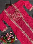 2DESIGNER CHINON EMBROIDERY SEQUENCE WORK DRAPE SKIRT BLOUSE WITH SHRUG PARTY WEAR WHOLESALE PRICE ETHNIC GARMENT (4)