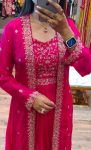 2DESIGNER CHINON EMBROIDERY SEQUENCE WORK DRAPE SKIRT BLOUSE WITH SHRUG PARTY WEAR WHOLESALE PRICE ETHNIC GARMENT (4)