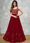 DESIGNER GEORGETTE EMBROIDERY MULTI THREAD WORK GOWN MAROON