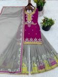 2DESIGNER GEORGETTE EMBROIDERY SEQUENCE WORK TOP PALAZZO WITH DUPATTA FESTIVE WEAR WHOLESALE PRICE ETHNIC GARMENT (14)