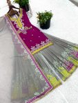 2DESIGNER GEORGETTE EMBROIDERY SEQUENCE WORK TOP PALAZZO WITH DUPATTA FESTIVE WEAR WHOLESALE PRICE ETHNIC GARMENT (14)