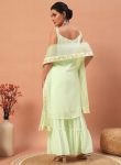 2DESIGNER GEORGETTE SEQUENCE EMBROIDERED WORK TOP SHARARA WITH DUPATTA FESTIVE WEAR WHOLESALE PRICE ETHNIC GARMENT (23)