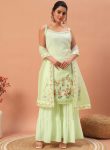 2DESIGNER GEORGETTE SEQUENCE EMBROIDERED WORK TOP SHARARA WITH DUPATTA FESTIVE WEAR WHOLESALE PRICE ETHNIC GARMENT (23)