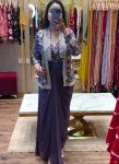 FANCY CHINON PLAIN DRAPED SKIRT EMBROIDERY WORK BLOUSE AND KOTI  PURPLE