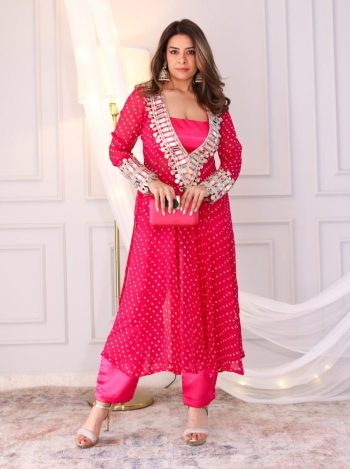 FANCY GEORGETTE CODED EMBROIDERY AND REAL MIRROR LACE WORK TOP TUBE TOP WITH BOTTOM  RANI