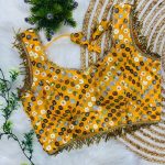 FANCY GEORGETTE SEQUENCE WITH HEAVY LACE WORK STITCHED BLOUSE  YELLOW