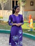 LATEST COTTON PRINTED KURTI  PURPLE