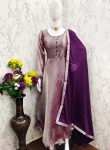 NEW ARRIVAL BURBERRY SILK POTALI BUTTON WORK ANARKALI GOWN WITH DUPATTA  PURPLE