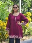 NEW ARRIVAL RAYON EMBROIDERY WORK SHORT KURTI WINE