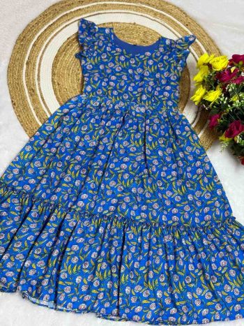 NEW ARRIVAL SOFT COTTON PRINTED ONE PIECE BLUE