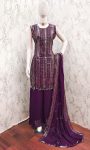 2RICH LOOK FAUX GEORGETTE SEQUENCE EMBROIDERY WORK TOP PALAZZO WITH DUPATTA FESTIVE WEAR WHOLESALE PRICE ETHNIC GARMENT(28)