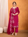 RICH LOOK VICHITRA SILK SEQUENCE EMBROIDERY WORK TOP BOTTOM WITH DUPATTA RANI