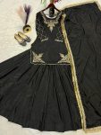 3DESIGNER CREEP SILK BEADS HAND WORK WITH SEQUENCE MULTI NEEDLE EMBROIDERY AND ZARI WORK TOP LEHENGA WITH DUPATTA WEDDING WEAR WHOLESALE PRICE ETHNIC GARMENT(42).jpeg