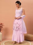 3DESIGNER GEORGETTE SEQUENCE EMBROIDERED WORK TOP SHARARA WITH DUPATTA FESTIVE WEAR WHOLESALE PRICE ETHNIC GARMENT (7)