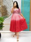 FANCY MUL MUL COTTON EMBROIDERY THREAD WORK ONEPIECE DRESS  RANI