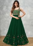 DESIGNER GEORGETTE EMBROIDERY MULTI THREAD WORK GOWN GREEN