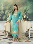 DESIGNER JIMMY CHOO EMBROIDERY SEQUENCE WORK TOP PALAZZO WITH DUPATTA SKY