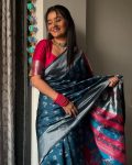 ATTRACTIVE BANARASI SOFT SILK SILVER ZARI WEAVING WORK SAREE WITH UNSTITCHED BLOUSE FESTIVAL WEAR WHOLESALE PRICE ETHNIC GARMENT (7)