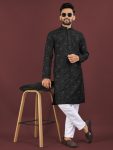 ATTRACTIVE BANGLORI SILK SEQUENCE EMBROIDERY WORK MEN’S KURTA PAYJAMA PARTY WEAR WHOLESALE PRICE ETHNIC GARMENT (8)