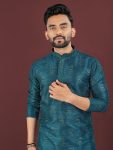 ATTRACTIVE BANGLORI SILK SEQUENCE EMBROIDERY WORK MEN’S KURTA PAYJAMA PARTY WEAR WHOLESALE PRICE ETHNIC GARMENT (2)