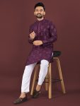 ATTRACTIVE BANGLORI SILK SEQUENCE EMBROIDERY WORK MEN’S KURTA PAYJAMA PARTY WEAR WHOLESALE PRICE ETHNIC GARMENT (6)