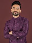 ATTRACTIVE BANGLORI SILK SEQUENCE EMBROIDERY WORK MEN’S KURTA PAYJAMA PARTY WEAR WHOLESALE PRICE ETHNIC GARMENT (6)