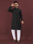 ATTRACTIVE BANGLORI SILK SEQUENCE EMBROIDERY WORK MEN’S KURTA PAYJAMA PARTY WEAR WHOLESALE PRICE ETHNIC GARMENT (8)