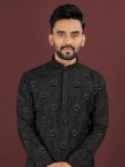 ATTRACTIVE BANGLORI SILK SEQUENCE EMBROIDERY WORK MEN’S KURTA PAYJAMA PARTY WEAR WHOLESALE PRICE ETHNIC GARMENT (8)