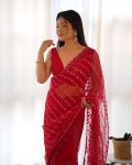 ATTRACTIVE BUTTERFLY NET EMBROIDERY WORK SAREE WITH UNSTITCHED BLOUSE PARTY WEAR WHOLESALE PRICE ETHNIC GARMENT (2)