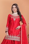 ATTRACTIVE CHINON EMBROIDERY CODING SEQUENCE WORK TOP PALAZZO WITH DUPATTA PARTY WEAR WHOLESALE PRICE ETHNIC GARMENT (6)
