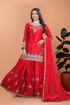 ATTRACTIVE CHINON EMBROIDERY CODING SEQUENCE WORK TOP PALAZZO WITH DUPATTA PARTY WEAR WHOLESALE PRICE ETHNIC GARMENT (6)