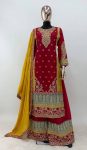 ATTRACTIVE CHINON EMBROIDERY SEQUENCE WORK TOP PALAZZO WITH DUPATTA PARTY WEAR WHOLESALE PRICE ETHNIC GARMENT (3)