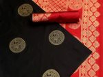 ATTRACTIVE LICHI SILK JACQUARD WEAVING WORK SAREE WITH UNSTITCHED BLOUSE PARTY WEAR WHOLESALE PRICE ETHNIC GARMENT (3)