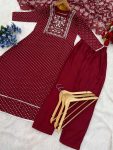 ATTRACTIVE RAYON EMBROIDERY FOIL PRINTED TOP BOTTOM WITH CHINON DUPATTA PARTY WEAR WHOLESALE PRICE ETHNIC GARMENT (6)