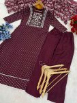 ATTRACTIVE RAYON EMBROIDERY FOIL PRINTED TOP BOTTOM WITH CHINON DUPATTA PARTY WEAR WHOLESALE PRICE ETHNIC GARMENT (4)