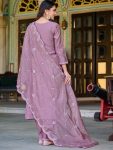 ATTRACTIVE ROMAN SILK EMBROIDERY SEQUENCE WORK TOP BOTTOM WITH DUPATTA PARTY WEAR WHOLESALE PRICE ETHNIC GARMENT (3)