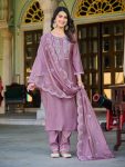ATTRACTIVE ROMAN SILK EMBROIDERY SEQUENCE WORK TOP BOTTOM WITH DUPATTA PARTY WEAR WHOLESALE PRICE ETHNIC GARMENT (3)
