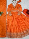 DESIGNER AMERICAN SILK THREAD WITH SEQUENCE WORK GOWN BOTTOM WITH DUPATTA FESTIVE WEAR WHOLESALE PRICE ETHNIC GARMENT (8)