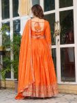 DESIGNER AMERICAN SILK THREAD WITH SEQUENCE WORK GOWN BOTTOM WITH DUPATTA FESTIVE WEAR WHOLESALE PRICE ETHNIC GARMENT (8)