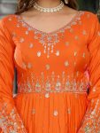DESIGNER AMERICAN SILK THREAD WITH SEQUENCE WORK GOWN BOTTOM WITH DUPATTA FESTIVE WEAR WHOLESALE PRICE ETHNIC GARMENT (8)