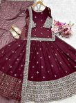 DESIGNER BLOOMING GEORGETTE EMBROIDERY SEQUENCE WORK TOP LEHENGA WITH DUPATTA WEDDING WEAR WHOLESALE PRICE ETHNIC GARMENT (5)
