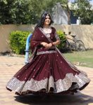 DESIGNER BLOOMING GEORGETTE EMBROIDERY SEQUENCE WORK TOP LEHENGA WITH DUPATTA WEDDING WEAR WHOLESALE PRICE ETHNIC GARMENT (5)